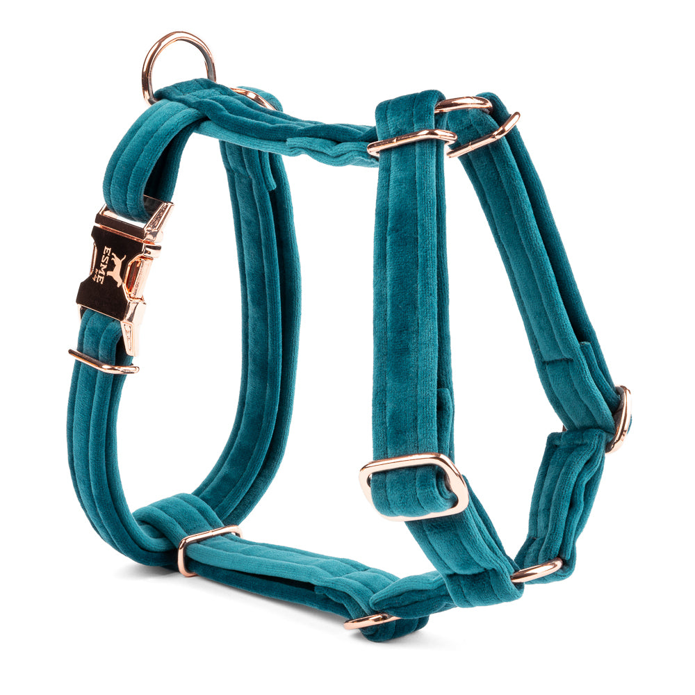 Velurový postroj pro psa Beauty Velour - Azure