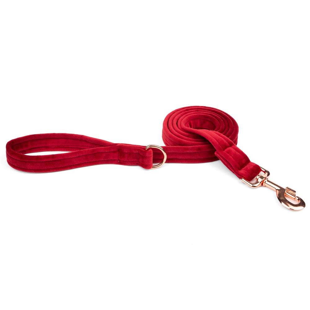 Sametové vodítko pro psa – Beauty Velour - Cherry
