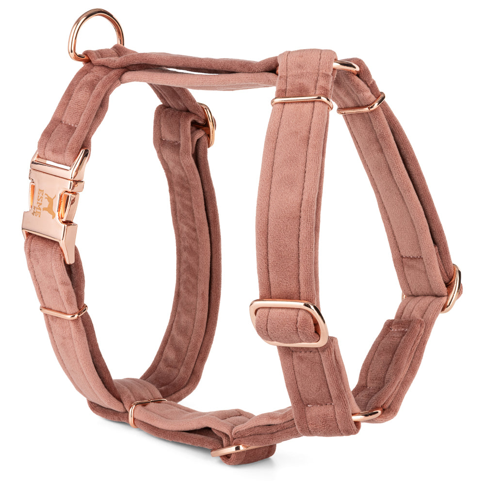 Velurový postroj pro psa Beauty Velour – Dusty Rose