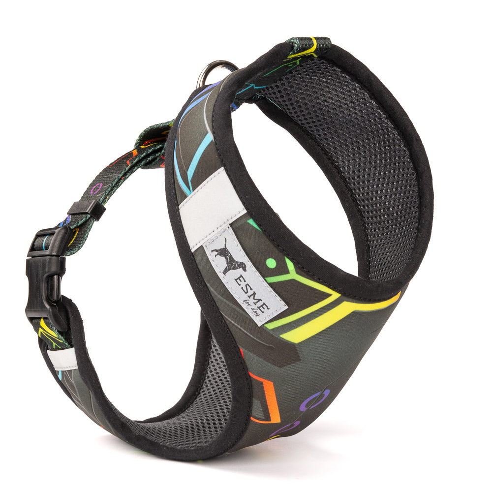 Polstrovaný postroj Soft Air pro mikro a malé psy – Cyber Space